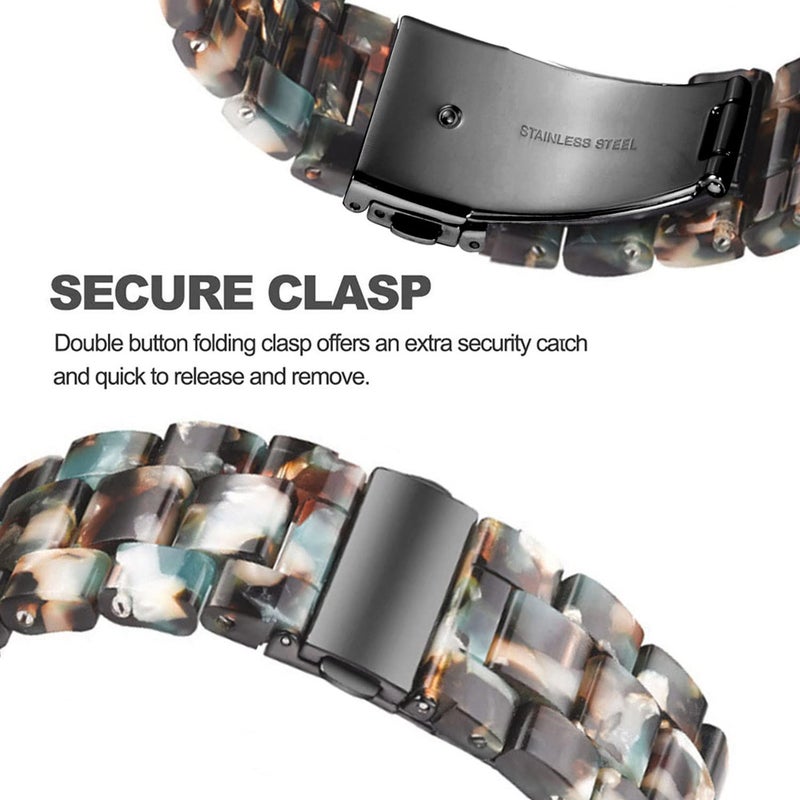 DEALELE Bands Compatible with Samsung Galaxy Watch 7 / FE / 6/6 Classic / 5/5 Pro / 4/4 Classic / 3 41mm / Huawei GT3 42mm, 20mm Colorful Resin Replacement Strap for Women Men (Black-Green) - Image 3